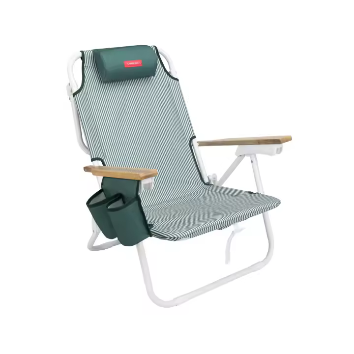 Flamingueo Silla Playa Almohada Ergonómica Confort Reclinable 5 Posiciones Bolsillo Insulado Frío Posavasos Doble Asas Mochila Fácil Transporte 59 x 62,5 x 81 cm - 1