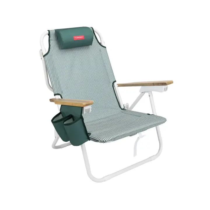 Flamingueo Silla Playa Almohada Ergonómica Confort Reclinable 5 Posiciones Bolsillo Insulado Frío Posavasos Doble Asas Mochila Fácil Transporte 59 x 62,5 x 81 cm - 1