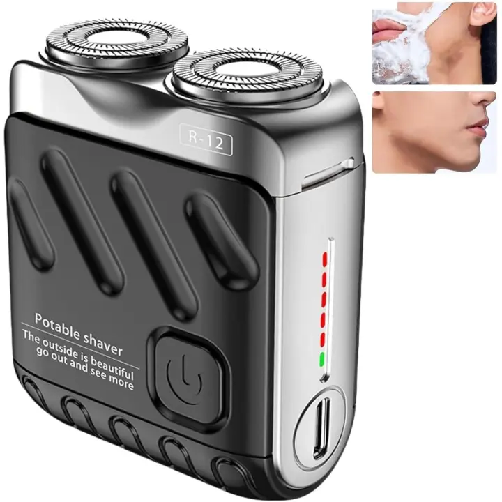 Mini afeitadora eléctrica para barba (2024), con diseño de maleta portátil, cortador magnético de doble anillo, afeitado en seco y húmedo para hombres, ideal para viajeros (negro) - 1