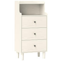HOMCOM Cómoda con 3 Cajones Cómoda de Dormitorio Estrecha con Estantes Abiertos Anti-vuelco Cajonera Alta para Salón Pasillo 47x29x95 cm Blanco Veteado - details 0