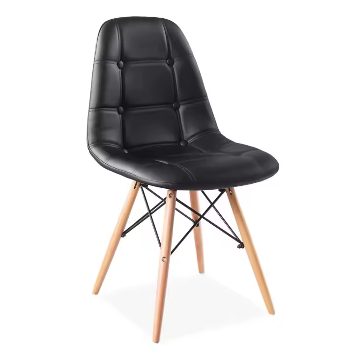 Silla MARCELA, madera, similpiel negra - 1