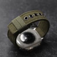 Correa De Reloj De Tela Grua Doble Para Apple Watch Ultra 49MM 45MM 44MM Estilo Rudo Verde Negro Para Hombres - details 2