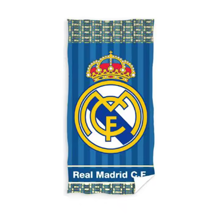 Toalla Playa Real Madrid Azul Franjas 70×140 cm – 100 % Algodón, Licencia Oficial - 1