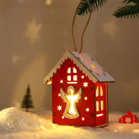 Colgante De Navidad De Casa De Madera Con Esqueleto De Nieve Santa Claus Oso Reindeer Decoración Luminosa Para El Hogar - details 1