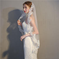 Vela De Novia Corta En Blanco Y Blancoscaivilla De Encaje Sencillo Para Bodas Económicas Velo De Boda De 2025 Con Borde De Encaje - details 3
