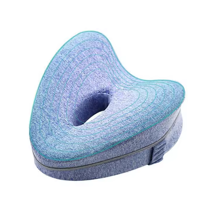 Leg Pillow, Ergonomic Side Sleeping Pillows, Memory Foam Knee Pillow with Strap for Side Sleeper, Leg Support Cushion with Removable Cover - 1