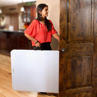 Lifetime - Mesa plegable rectangular, capacidad 4 personas, medidas 185x76x74 cm, máx. carga 213 kg, polietileno, color blanco granito, estructura de acero, resistente al agua, manchas y rayos UV, exterior, eventos, fácil almacenaje - details 5