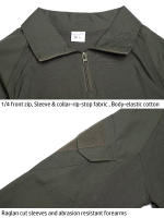 Camisa De Combate Para Hombre Con Manga Larga Y Cierre De 1/4 En Poliéster Y Algodón Ropa Táctica De Color Azul Marino Y Camuflaje Para Airsoft - details 12