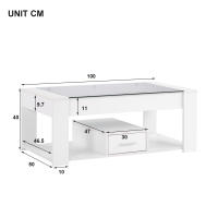 Mesa de café con encimera de Vidrio para Sala de estar, armios y casilleros, Blanco 100x50x40 cm - details 3