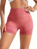 Shorts De Yoga De Cintura Alta Sin Costuras Estirables Para Correr Deporte Mujer Activewear Corto Color Sólido Sin Bolsillos - details 26
