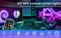 Luz De Cortina RGB Con Música Sincronizada Y Mostrador De Texto 400 LED Controlado Por App Decoración De Navidad Para Pared Y Habitación Luz De Guirnalda Para Fiestas Y Exterior - details 1