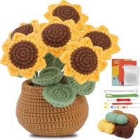 Kit De Instrucción Para Tejer Con Agujas Incluido Para Principiantes Con Plantilla De Girasol DIY Manualidades De Hilo De Algodón - details 0