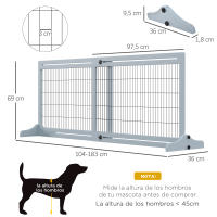 PawHut Barrera de Seguridad para Perrros de Madera Extensible con Pies de Soporte Valla Protección Mascotas Cachorros para Puerta Escalera Pasillo 104-183x36x69 cm - details 2