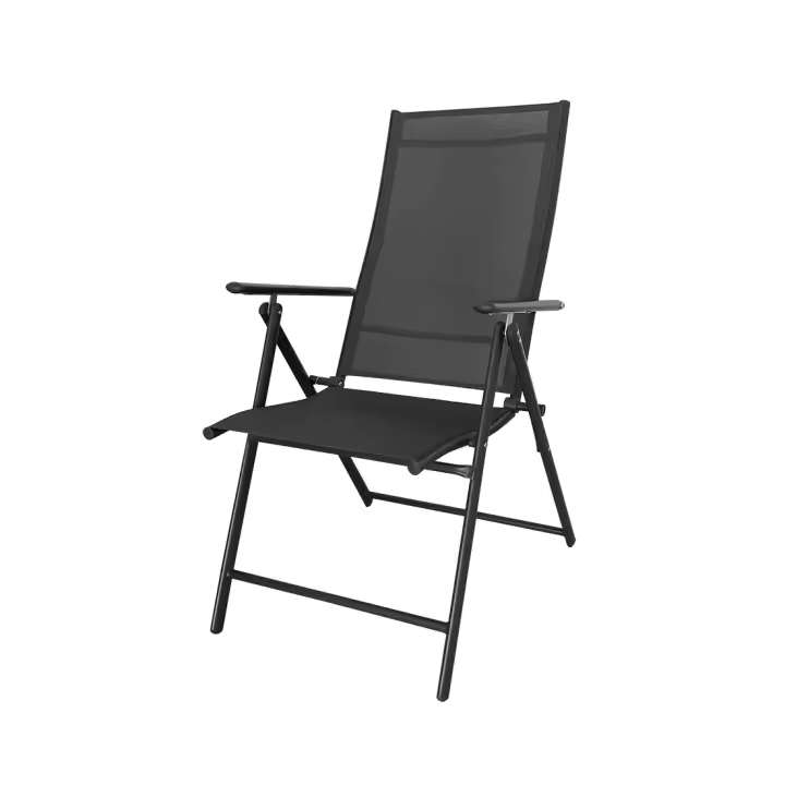 Acomoda Textil – Silla Plegable de Acero para Interior y Exterior Antracita. Silla con Respaldo Estable y Resistente para Jardín, Balcón, Terraza y Patio 56X65X103 cm. (Pack 2 Unidades) - 1