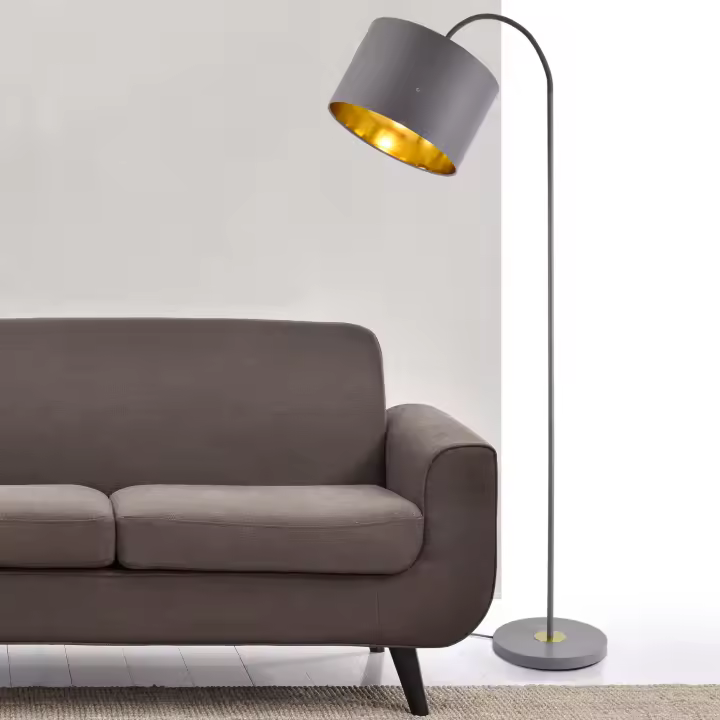 Lámpara de pie Toledo -173 x Ø35 cm - Pantalla Inclinable y Giratoria - Gris - 1 x E27 - 60W [lux.pro] - 1