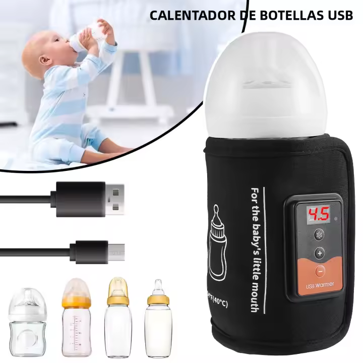 Calentador De Botella Para Bebé Con Temperatura Ajustable USB Potenciado Para Diámetro Menor a 7cm Mantenedor De Calor Para Botella De Leche - 1