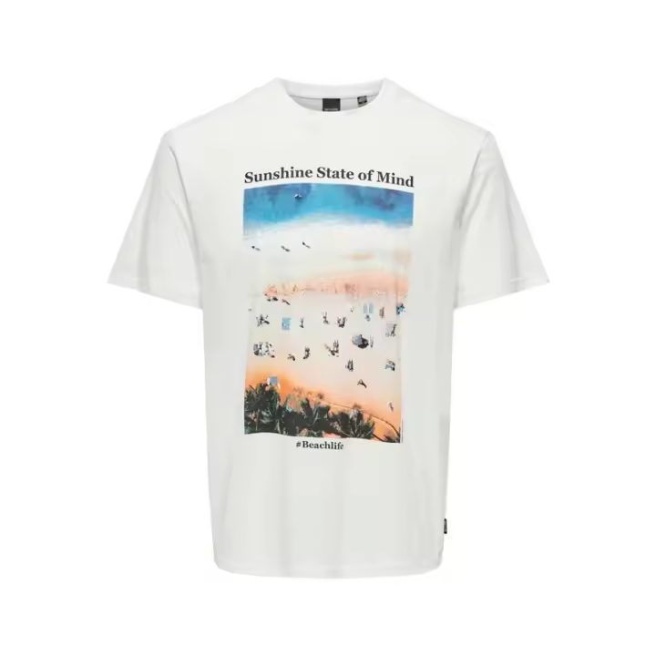 Only  Sons Camiseta Only  Sons Onskolton Reg Beach Blanco Hombre - 1