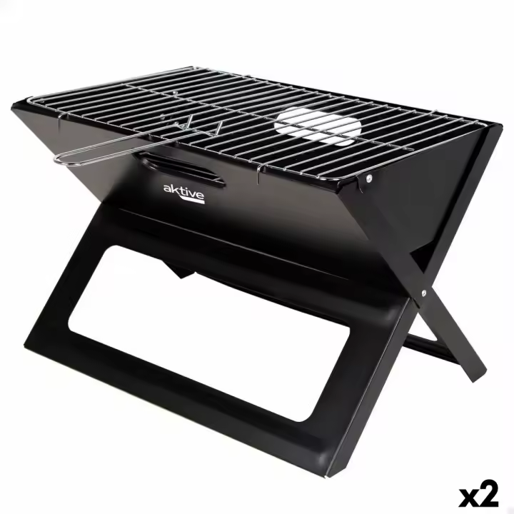 Barbacoa Portátil Aktive Negro Acero Hierro 45 x 30 x 29 cm - 1