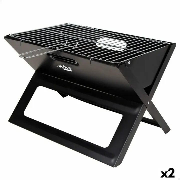 Barbacoa Portátil Aktive Negro Acero Hierro 45 x 30 x 29 cm - 1