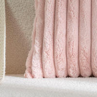 Funda De Cojín Cuadrado De Peluche De Conejo Sintético Grueso Y Suave De 45x45cm Estilo Solido Con Patrón Rayado Para Decoración De Sofá - details 24
