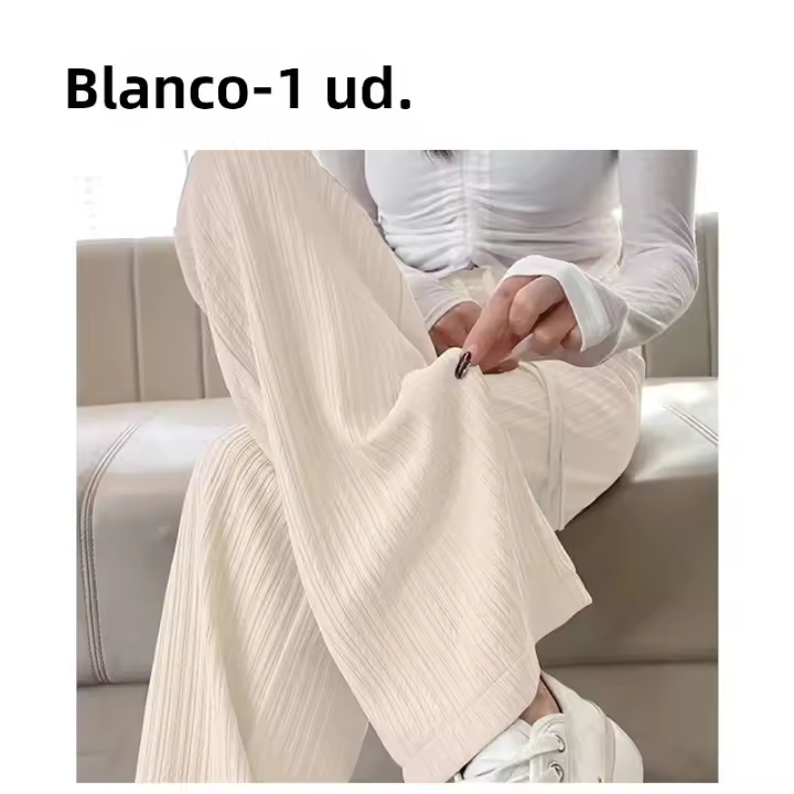 Nuevos Pantalones Rectos De Cintura Alta Para Mujer Verano 2025 Con Volante De Leche Estilo Nube Pantalones Anchos Casual - 1