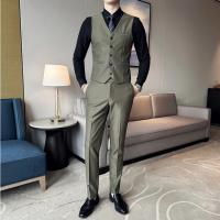 Traje De Lujo Para Hombre 3 Piezas (Chaqueta + Chaleco + Pantalones) Estilo Slim Fit Para Bodas Y Fiestas Formales - details 4