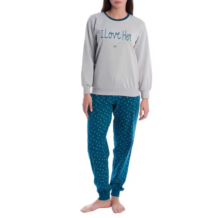 Kisses and Love-Pijama Mujer Invierno de Algodón Afelpado KLP2 - 1