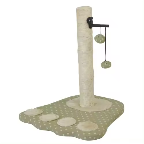 Ibañez IBAÑEZ Rascador Huella Natural para Gatos con Poste de Sisal y Pelotitas Colgantes - 1