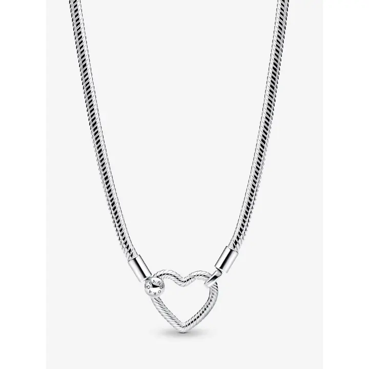Pandora - Collar de Cadena de serpiente con Cierres de corazón - Plata de Ley - 1