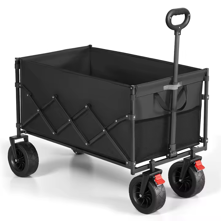 SONGMICS Carrito Plegable, Gran Capacidad 200 L, Carro de Jardín con Asa, para Exteriores, Carga 180 kg, Negro/Gris - 1