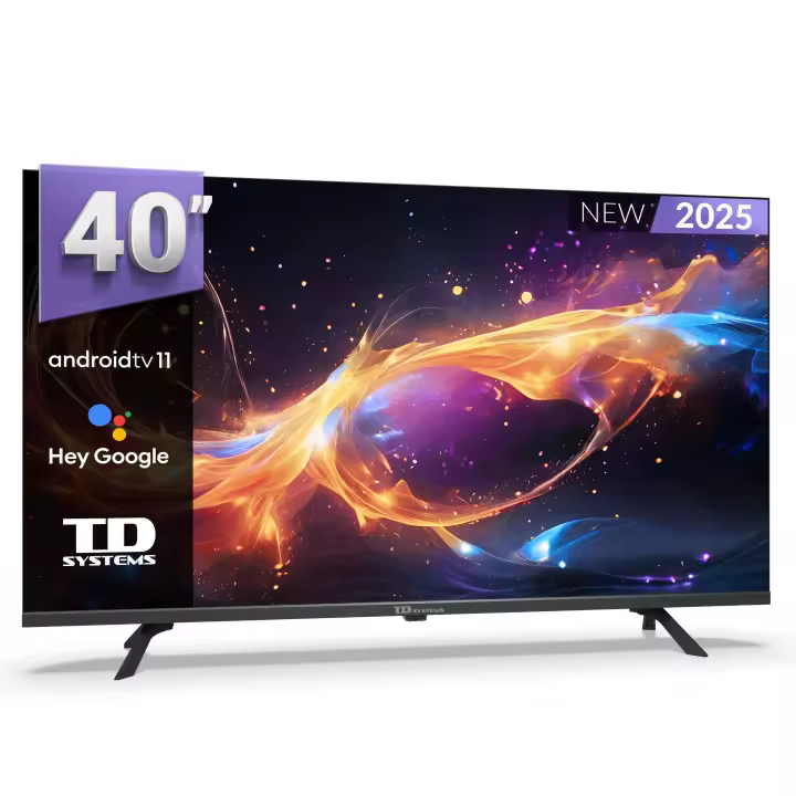 Smart TV 40 pulgadas Full HD Hey Google Official Assistant con control por voz. Televisor Android 11 - TD Systems K40DLK20GLE - 1