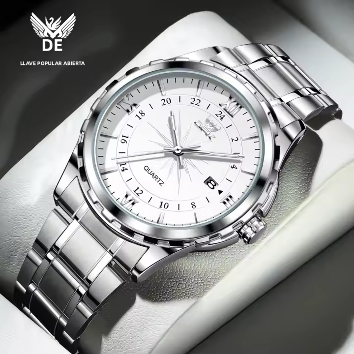 Reloj De Pulsera Multifuncional OPK 6003 Para Hombres Cronógrafo Resistente Al Agua Luminoso Acero Inoxidable Quartz Automático - 1