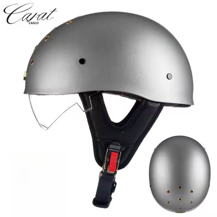 Casco De Motocicleta Retro Mitad Abierta Para Hombres Material ABS De Alta Calidad DOT Protección Respirable Peso 820g - 1