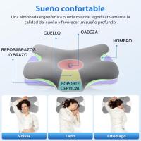 Almohada de espuma viscoelástica, almohada cómoda, almohada de apoyo para el cuello, almohada ergonómica para dormir de lado (gris) - details 6