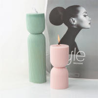 Molde De Vela De Columna Con Rayas En Silicona Para DIY Grande Molde De Cera De Columna Ribbed Conico Geométrico - details 1