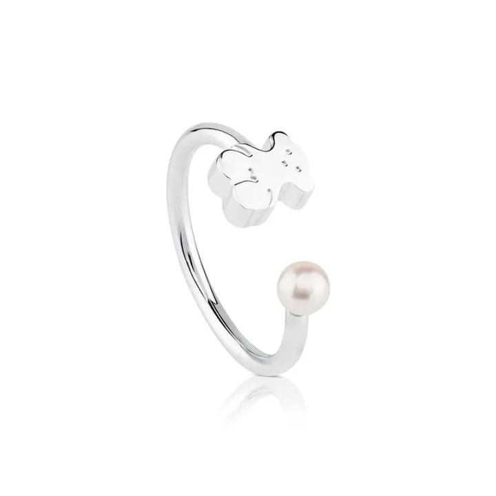 Anillo Abierto de Plata de Ley S925 para Mujer, diseño en forma de Oso elegant Anillo ajustable regalo perfecto para ella - 1