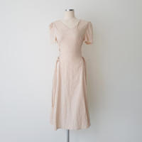 Vestido Largo De Algodón Y Lino Para Mujer Estilo Retro Vintage Con Manga Corta Diseño Sólido A-Line Cuello V Moda De Oficina - details 38