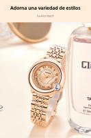 Reloj De Pulsera De Cuarzo Para Mujer YASHIDUN De Moda Resistente Al Agua Con Correa De Acero Inoxidable Display De Agujas Y Calendario Completo - details 3