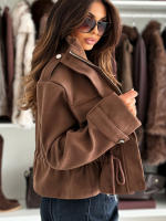 Nueva Moda Chaqueta De Mujer Con Cierre De Cremallera Larga Para Otoño E Invierno Estilo Elegante Oficina Abierta Por Zíper Casual Gruesa - details 8
