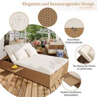 Chaise longue de Jardín Para dos personas, chaise longue de exterior de ratán, sofá de ratán, se puede utilizar Como Mueble de Jardín de exterior, adecuado para salones, balcones y Jardines, resistente a la intemperie, plegable, con los codos - details 1