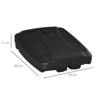 Outsunny Base de Sombrilla con 2 Ruedas Rellenable de Agua Arena o Mixto Soporte de Parasol para Base Cruzada para Jardín Patio Terraza Negro - details 2