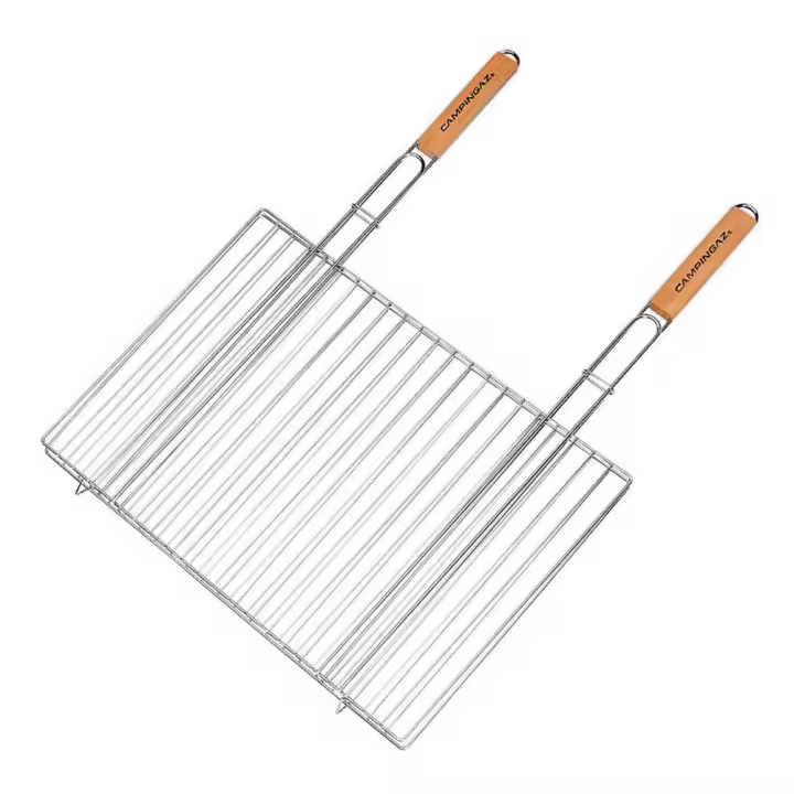 Campingaz Parrilla Doble Cromada con Mangos Largos de Madera para Control de Calor - 1