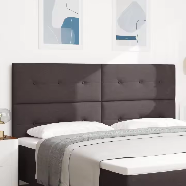Cabecero vidaXL Acolchado con Botones Marrón Oscuro 200 cm Tela - 1