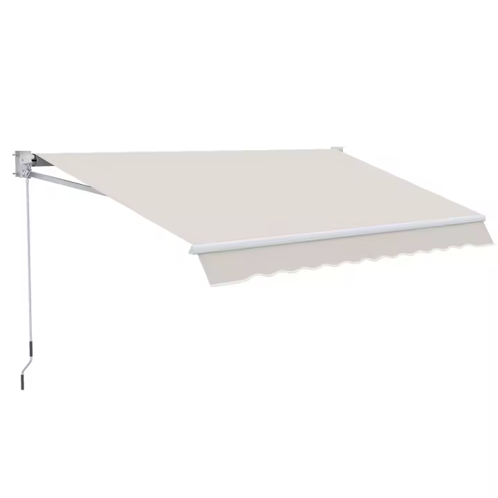 Outsunny Toldo Manual Retráctil con Manivela de Aluminio Toldo de Pared o Techo con Protección Solar UV50+ para Jardín Terraza Exterior Crema - 1