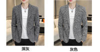 Chaqueta De Chequera Casual Para Hombre Estilo Coreano Slim Fit Traje Simple Elegante Abrigo Formal Con Cierre Único Material Poliéster Adecuado Para Todas Las Estaciones - details 3