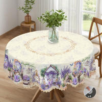Mantel Redondo De Lino De Lavanda Con Estampado De Gato Lindo 5 Tamaños Disponibles Decoración Elegante Para Mesa Del Jardín Y Cocina Para Uso Diario En Casa Y Terraza Decoración De Primavera Y Verano - details 2