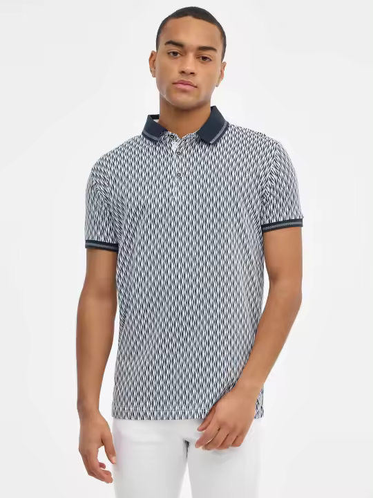 Polo de manga corta y cuello clásico con botones y estampado geométrico INSIDE - 1