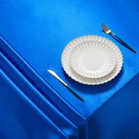 Mantel De Seda Azul Para Boda Resistente a Manchas Y Arrugas Suave Y Lujoso Para Banquetes Interior Y Exterior Estilo Sólido - details 3
