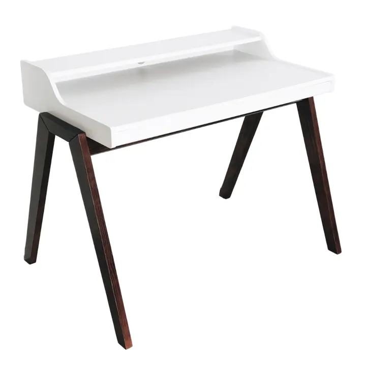 Mesa escritorio 'Nere' color blanco patas marrones - 1