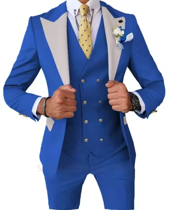 Traje De Boda Clásico Para Hombre Talla Slim 3 Piezas Color Burdeos Estilo Formal Casuál Con Chaleco Y Pantalones Para Banquete - 1